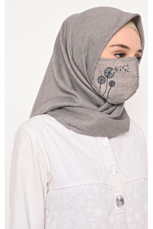 Hijab Segi 4 Voal Zaffron Dandelion Grey (Hijab Only)